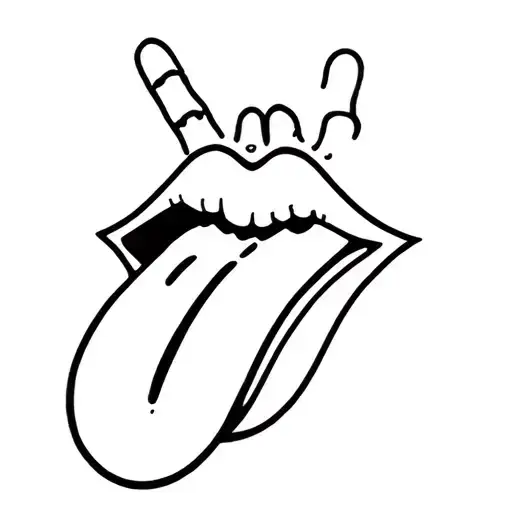 skeleton peace sign tongue out tattoo design idea