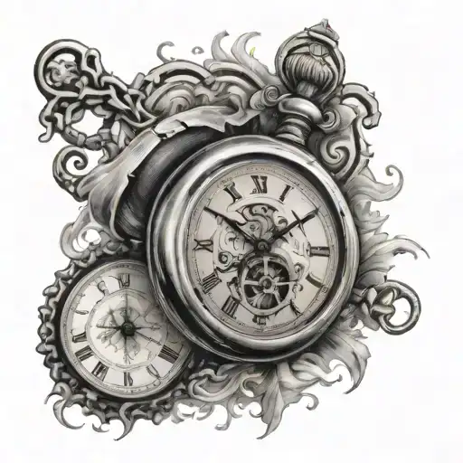 pocket watch 3:00 on 27 12 2024 tattoo design idea
