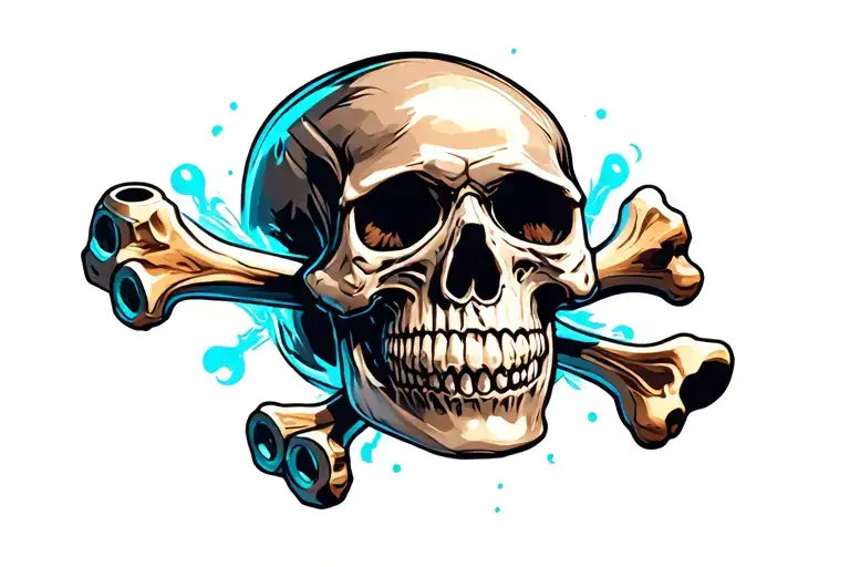 skull and pistons like crossbones floating tattoo design idea
