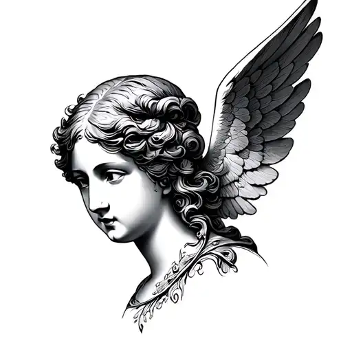 porcelain angel face tattoo design idea