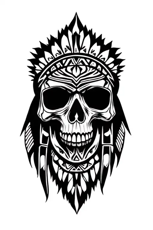 native American skull tattoo design idea
