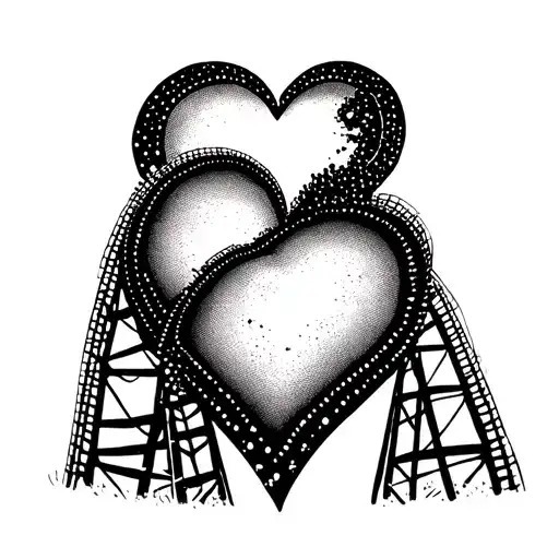 roller coaster going through a heart tattoo design idea