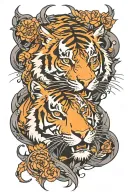 tiger surrounded tattoo design idea