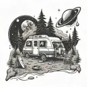 space, camping, death tattoo design idea