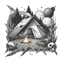 space, camping, death tattoo design idea