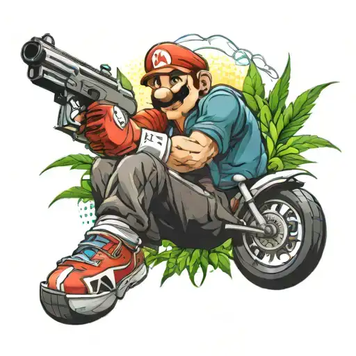 mario, street fighter, weed, tekken, gta tattoo design idea