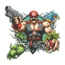 mario, street fighter, weed, tekken, gta tattoo design idea