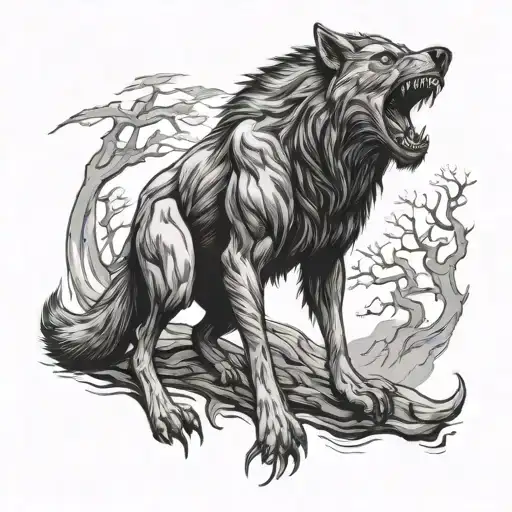 feral werewolf tattoo design idea