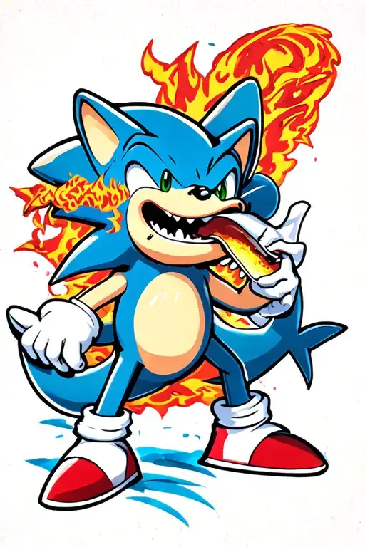 sonic the hedgehog shark eating tattoo design idea