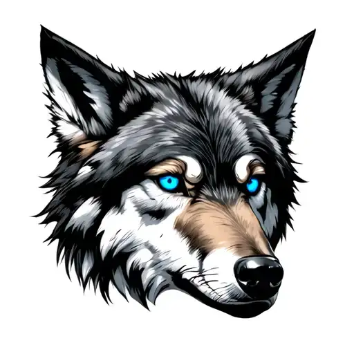 Sigma Lone Wolf blue eyes tattoo design idea