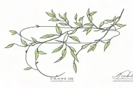 A minimalist tattoo design in a bracelet shape with Olive tree branch, Butterfly and thorns tattoo design idea