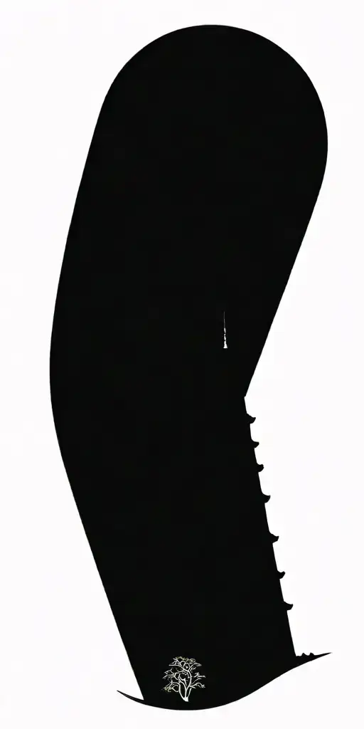 A pagoda, mount fuji a river and a cherry tree tattoo design idea