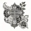 Cross + bible verse written tattoo design idea