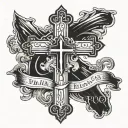 Cross + bible verse written tattoo design idea