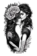 lower forearm tattoo for female featuring children's names: Evangelina and Tristan tattoo design idea