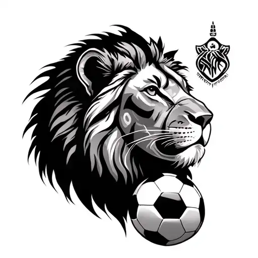 Create a sleeve tattoo with following included 1. Lion 2. Football 3. Mountains 4. Virgo  tattoo design idea