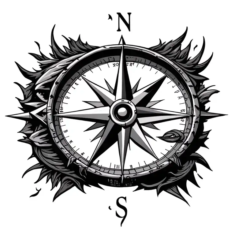 Compass tattoo design idea