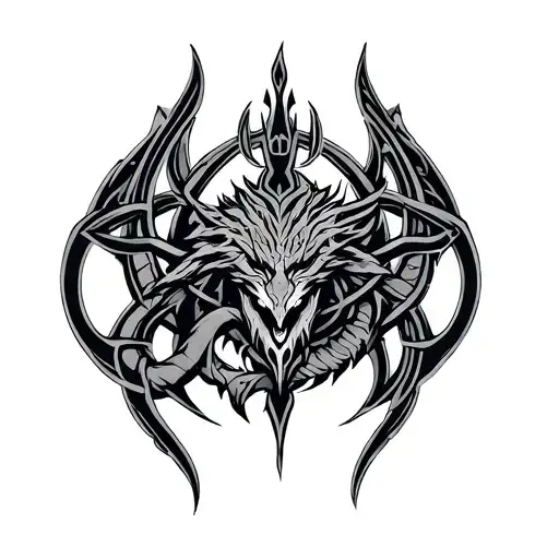 Loki and Nordic mythology symbols and jormungand celtic style shape tattoo design idea