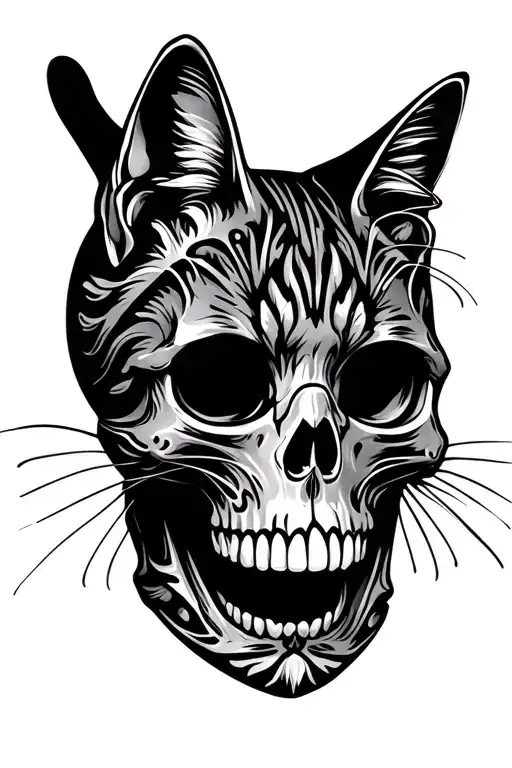skull made of cats cute tattoo design idea