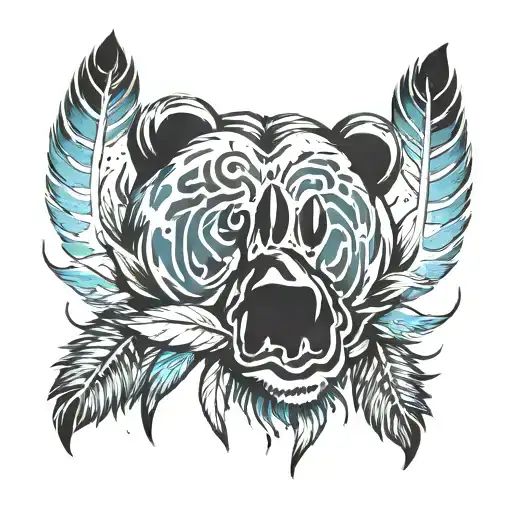 bear paw print, feather, finger print inside tattoo design idea