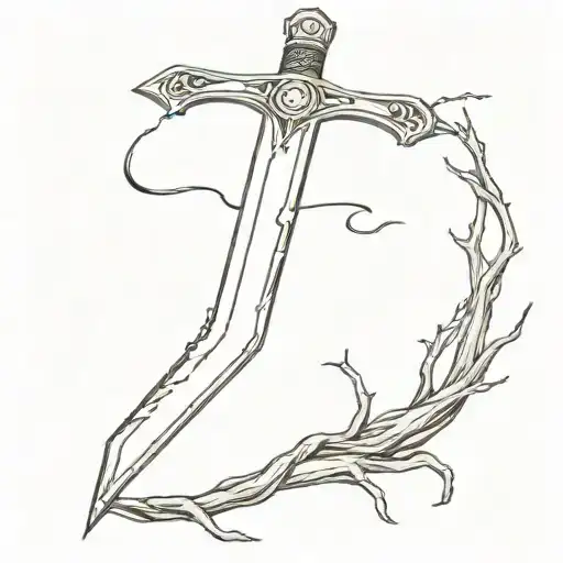 Buster sword with roots coming out of it tattoo design idea