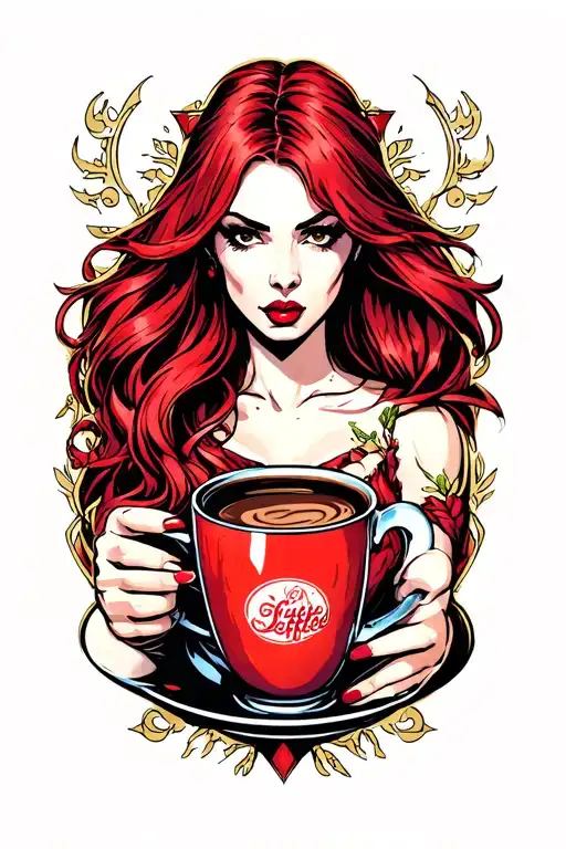 Scarlett witch brewing coffee tattoo design idea