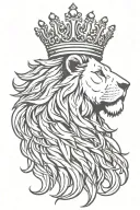 regal lion wearing a crown tattoo design idea