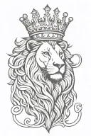 regal lion wearing a crown tattoo design idea