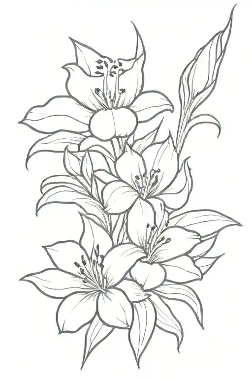1 gladiolus flowe with 2 water lily's and 1 carnation tattoo design idea