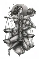 libra and aquarius constellation merging together tattoo design idea