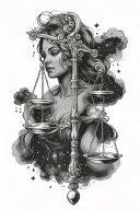 libra and aquarius constellation merging together tattoo design idea