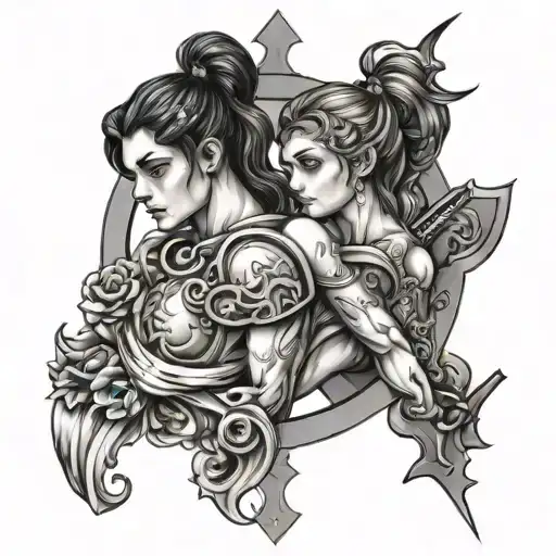 Gemini And Sagittarius tattoo design idea