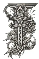 ankh symbol with lightning bolts tattoo design idea