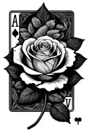 cartoon characters and rose with playing cards forming the shape tattoo design idea