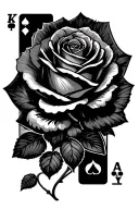cartoon characters and rose with playing cards forming the shape tattoo design idea