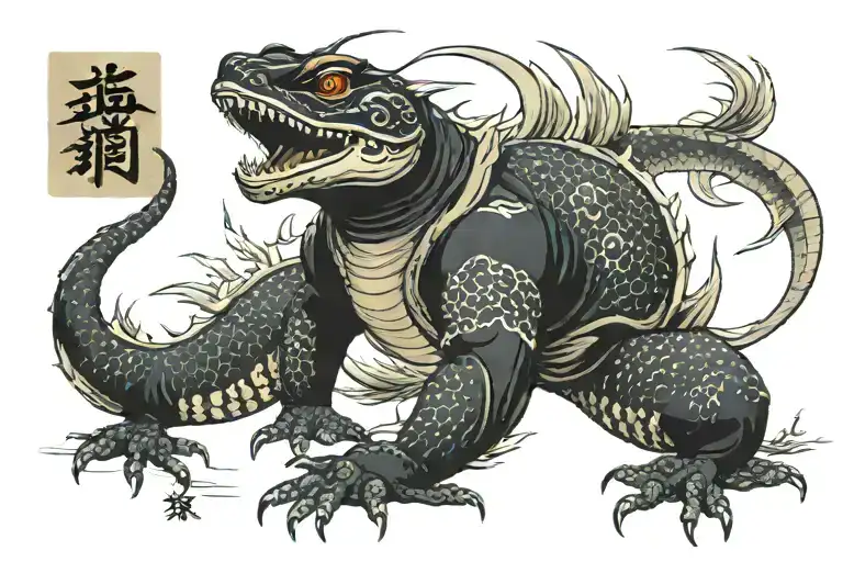 samurai salamander tattoo design idea
