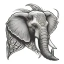 elephant head with special forces dagger going through it vertically tattoo design idea