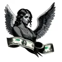 gangster angel money roll tattoo inspired tattoo design idea