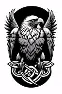 celtic knot eagle perched tattoo design idea