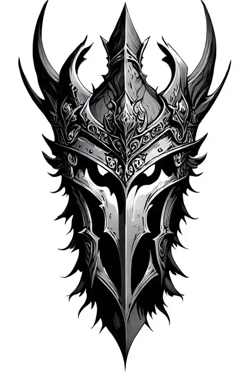 dark souls style king consort battle hardened tattoo design idea