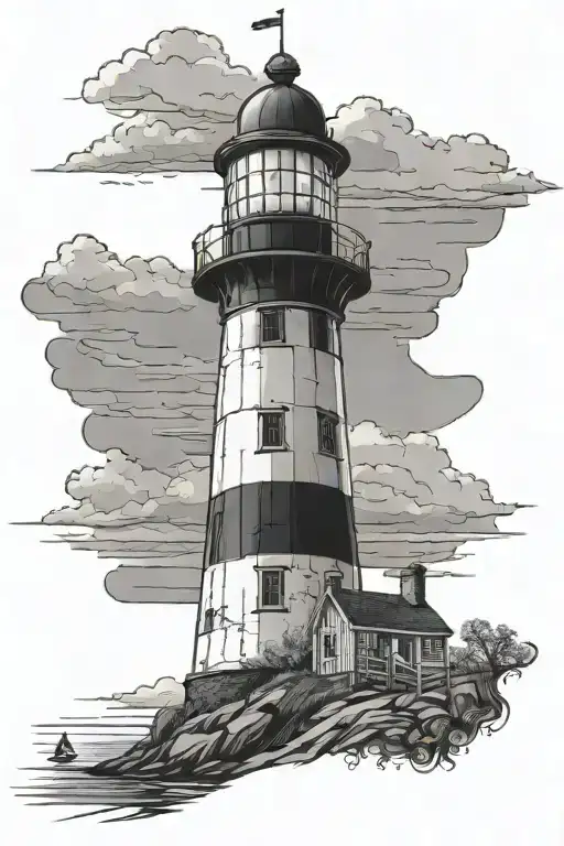 cape cod lighthouse tattoo design idea