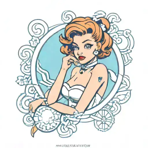 kawaii miniature 1950s pinup character tattoo design idea