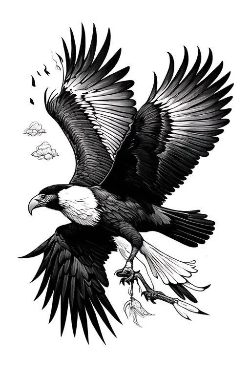 andean condor flying tattoo design idea
