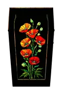 Stained Glass Window with Growing Poppy Flowers and Growing Morning Flory Flowers tattoo design idea
