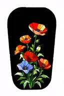Stained Glass Window with Growing Poppy Flowers and Growing Morning Flory Flowers tattoo design idea