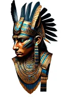 Aztec Warrior With Technology With Egyptian God Anubis, Inka Symbolism, All Seing Eye tattoo design idea
