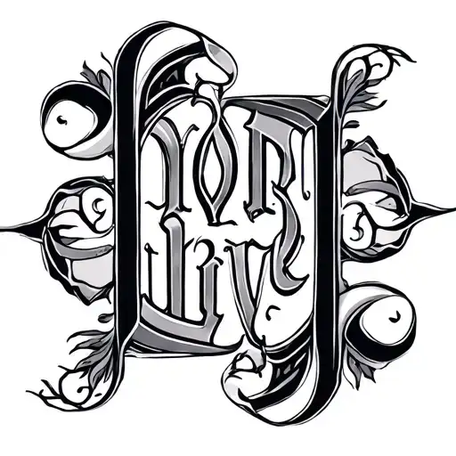 Make an ambigram saying MORI and VIVE tattoo design idea