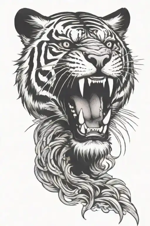 growling tiger face front facing tattoo design idea
