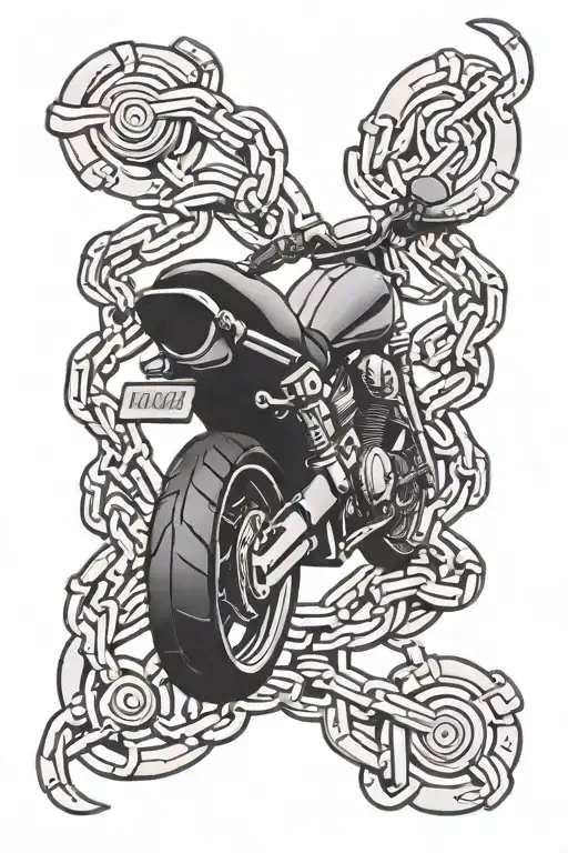 motorbike chain links tattoo design idea