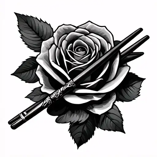 chopsticks with sushi and rose tattoo tattoo design idea